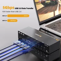 Commutateur KVM DP HDMI 4K144Hz pour trois moniteurs, 4 ordinateurs, ports USB 3.0, souris, clavier pour TV, PC, ordinateur