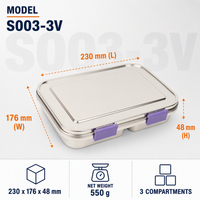 Boîte à bento mignonne en acier inoxydable 304, compatible micro-ondes, 3 compartiments amovibles, silicone LFGB sans BPA, anti-fuite, saine, pour nouveau-né