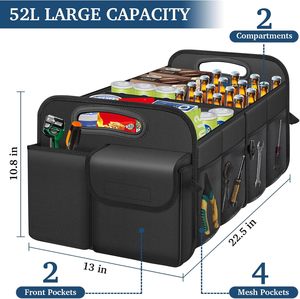 Sac de rangement pliable de luxe en polyester pour coffre de voiture, 3 compartiments, grand organisateur de siège arrière de voiture, véhicule - Product Image 5