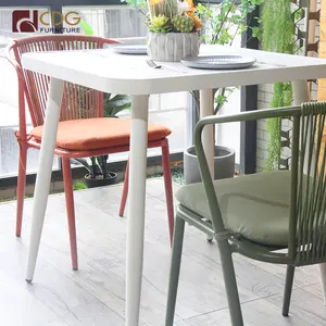 Chaise de loisirs imperméable de jardin extérieur avec la chaise de corde de cadre en métal de coussin pour le restaurant et le café