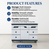 Armoire de laboratoire mobile tout acier avec trois tiroirs, une porte et un rangement par tiroir pour postes de travail de laboratoire organisés