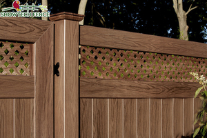 Trắng Và Gỗ Màu Vinyl Nhựa Pvc Lưới Pricacy Lưới Hàng Rào Vườn Panels Với Lưới - Product Image 4