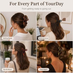 Pinzas de Pelo Grandes de Plástico con Forma de Lazo de 10 cm, para Cabello Grueso, Accesorios de Moda Coreanos, Ligeras, de Uso Diario, con Agarre Fuerte - Product Image 5