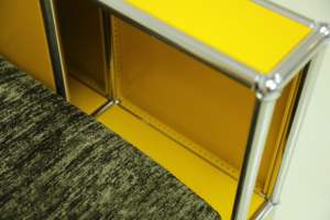 आधुनिक लिविंग रूम फर्नीचर सेट टिकाऊ स्टेनलेस स्टील ट्यूब पीले उच्चारण सोफे और कमरे के लिए कुर्सी कॉम्बो - Product Image 6