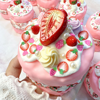 Jouet anti-stress en argile fait main en forme de gâteau aux fraises, boule croustillante et moelleuse, jouet sensoriel pour enfants et adultes, relaxation quotidienne