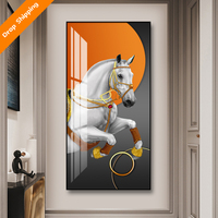 Opera d'arte moderna del pendente della decorazione della pittura astratta della porcellana di cristallo del cavallo animale del salone