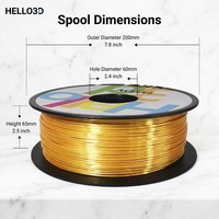 Filament PLA Or Soie HELLO3D 1kg 1,75 mm +/- 0,02 mm, finition métallique brillante à haute luminosité, pour imprimante 3D FDM, matériau DIY