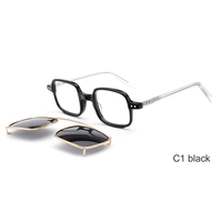 Lunettes optiques rectangulaires unisexes avec clip solaire, monture en acétate, verres en PC, légères, pour hommes et femmes, usage quotidien