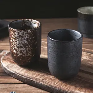 Japanse Keramische Kaarsbeker Porseleinen Theekop Zwarte Koffiekopjes