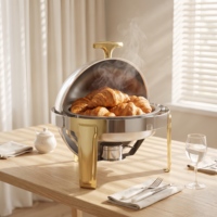 Ensemble de réchauds de luxe à couvercle roulant, chauffe-plats commerciaux en acier inoxydable pour buffet avec supports à combustible, équipement de restauration