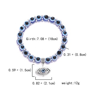 Braccialetto Elastico Fatto a Mano con Perline in Lega di Zinco Occhio Turco <span class=keywords><strong>Blu</strong></span> Portafortuna Gioielli per Donne Regalo per Feste Matrimoni Anniversari - Product Image 6