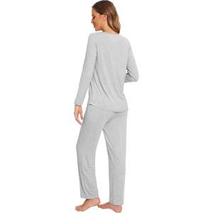 Ensemble de pyjamas pour femmes en viscose de bambou, haut à manches longues et pantalon, léger et confortable, tailles S à XXL - Product Image 5