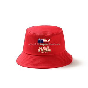 قبعة صياد مطبوعة بالجملة للحماية من الشمس في الهواء الطلق، قبعة دلو قطنية نقية قابلة للطي وذات تهوية، قبعة علم للذكرى السنوية 250 للولايات المتحدة الأمريكية - Product Image 1