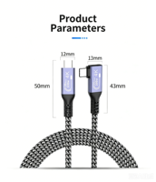 Cable de Datos Trenzado Tipo-C de 100W, Ángulo Recto, Carga Rápida de 5A, USB 3.2 Gen2, Transferencia de Datos de Alta Velocidad de 20Gbps 4K, 0.5M 1M 1.5M 2M