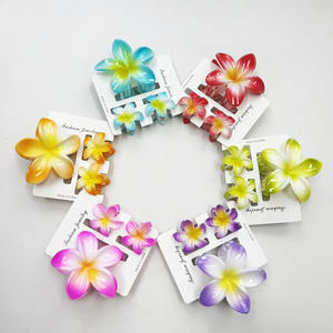 किएजिन थोक 3-पीस प्लूरिया बालों वाली महिला लड़कियों के लिए बहु-रंग प्लास्टिक फूल क्लैंप - Product Image 1