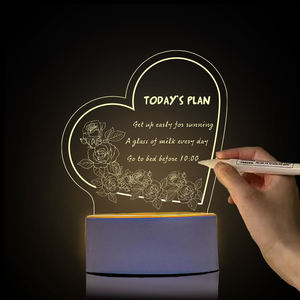 บอร์ดเขียนอะคริลิคไฟกลางคืน LED พร้อมโคมไฟ LED สำหรับเป็นของขวัญส่งเสริมการขายและธุรกิจรูปทรงตามสั่ง<span class=keywords><strong>3D</strong></span> - Product Image 3