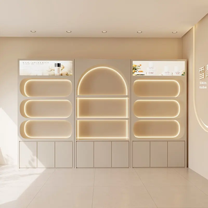 Exhibidor de Maquillaje y Cuidado de la Piel de Madera de Múltiples Niveles con 5 Estantes, Almacenamiento Seguro, Diseño Impermeable y Duradero <span class=keywords><strong>para</strong></span> Salón y Hogar - Product Image 1