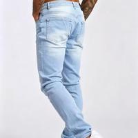 Jean vintage délavé sur mesure, coupe slim, haute qualité, pour homme, effet rajeunissant