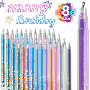 Stylo gel en plastique fluorescent argenté scintillant à paillettes fines pour enfants, double ligne, contour, 1,0 mm, 12 couleurs, pour dessin artisanal - Product Image 1
