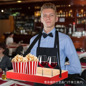 Wooden Square Popcorn <b>Tray</b> Portable Retractable <b>Snack</b> <b>Tray</b> For Cinema Food Service - Product Image 3