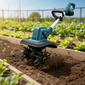 Mini motoculteur rotatif, motoculteur électrique, tracteur à conducteur marchant - Moteur électrique au lithium, désherbeur léger, coupe-bordures, facile à utiliser - Product Image 1