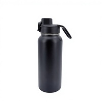 Bouteille d'eau isotherme en acier inoxydable sans BPA personnalisée OEM avec couvercle à paille rabattable et poignée de transport, anti-fuite, pour le sport et l'extérieur