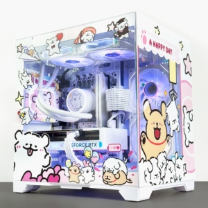 Chien maltais personnalisé MicroATX mi tour boîtier d'ordinateur métal 240 refroidissement par eau vue sur la mer support de <span class=keywords><strong>chambre</strong></span> personnage d'anime en Stock - Product Image 1