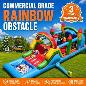 Castillo Inflable Arcoíris <span class=keywords><strong>con</strong></span> Tobogán y Piscina <span class=keywords><strong>de</strong></span> Pelotas, PVC Comercial para Niños, Alquiler <span class=keywords><strong>de</strong></span> Equipos para Fiestas al Aire Libre - Product Image 1