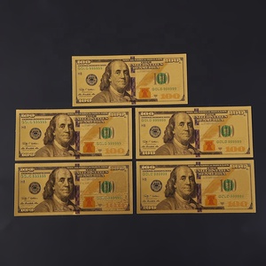 Cien billetes de dólar Juegos chapados en oro <span class=keywords><strong>Película</strong></span> Prop Suministros para fiestas Billetes de recuerdo Dólar de EE. UU. <span class=keywords><strong>Dinero</strong></span> de utilería de plástico - Product Image 2