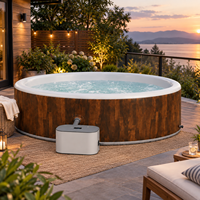 Bain à remous gonflable en PVC à grain de bois, portable pour l'extérieur, avec fonction de massage