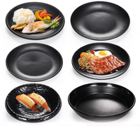 Assiette en mélamine noire / Chargeur / Céramique Similaire / Assiettes en plastique marbré pour dîner Style coréen japonais chinois Noir