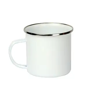 Regalo uso Navidad gran oferta 11 oz 12 oz sublimación taza de esmalte blanco taza de camping café leche tazas