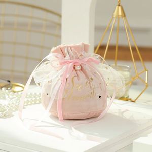 Bolsa de Terciopelo de Lujo con Cordón, Bolsas de Embalaje con Logotipo Personalizado, Bolsa para Joyería, Bolsa Redonda Pequeña para Dulces para Bodas - Product Image 6