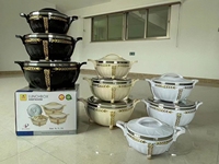 Juego de Recipientes Térmicos Comerciales de Alta Resistencia, 3L 7L 10L, Contenedor para Almacenamiento de Alimentos Calientes, Diseño Dorado, para Fiestas Musulmanas, Ramadán, África