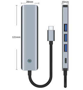 USB C Hub 5 1 Type C <strong>Adapter</strong> for MacBook <strong>Notebook</strong> Laptop 4K HD Screen-on/off Button 100W Fast Charge PD USB 3.0 Interface Stock - Product Image 6