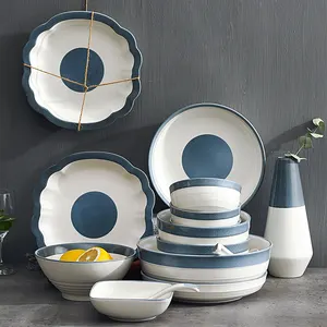 China manufacturer stoneware dinnerware sets marble design dinner porcelain sets 32 piece