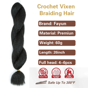 Extension per <span class=keywords><strong>Capelli</strong></span> Kinky Straight a Uncinetto Vixen Bundles in Fibre Sintetiche Premium per Trecce per Donne Nere - Product Image 4
