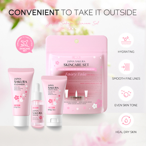 LAIKOU - Nettoyant visage personnalisé en marque privée - Lotion réparatrice anti-âge - Coffret cadeau de 3 pièces - Kit de soin de la peau Sakura Pink - Product Image 2