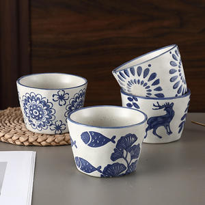 ถ้วยชาเซรามิกสำหรับใช้ในบ้านสไตล์ญี่ปุ่นน่ารักถ้วยสาเกสีขาวพร้อมดีไซน์สีน้ำเงินแก้วชิมชากังฟูผู้เชี่ยวชาญ - Product Image 2