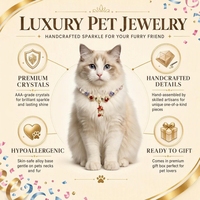 Collier pour chat avec pierres brillantes, accessoire de luxe pour animaux de compagnie, collier à perles de cristal pour chat, convient à tous les chats, taille réglable