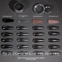 Poudre à ongles effet miroir chromé noir avec finition métallique haute brillance, formule longue durée pour un excellent nail art