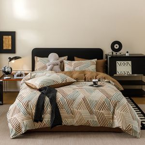 Juego de Ropa de Cama de Algodón 100% con Rayas Geométricas, Estilo Nórdico, Juego de Funda Nórdica para las Cuatro Estaciones, para el Hogar, Dormitorio, Hotel - Product Image 6