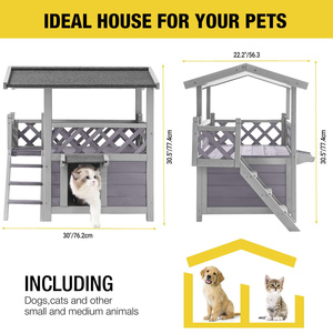 Rumah Hewan Peliharaan 2 Lantai Indoor/Outdoor Grosir Dengan Tangga Rumah Anjing Kayu Solid Rumah Kucing Indoor Mewah - Product Image 4