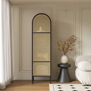 <span class=keywords><strong>Armoire</strong></span> de rangement en bois massif et rotin, design minimaliste, portes à charnières, petit espace, appartement, chambre à coucher, salon - Product Image 4