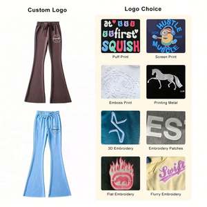 Hiver Femmes Taille Haute Cordon de Serrage Pantalon de Jogging Vente en Gros Polaire Coton Lourd Personnalisé Coupe Régulière Gym Casual Évasé Respirant - Product Image 3