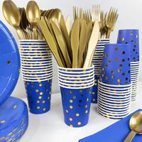 Ensemble de vaisselle jetable écologique XUELI comprenant des assiettes en papier, des tasses et des serviettes pour 50 personnes pour les mariages et les fêtes de famille