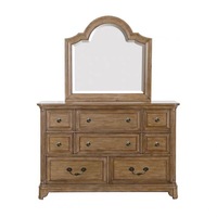 Cadre de lit en bois classique avec tête de lit cintrée sculptée, finition bois foncé pour chambre à coucher