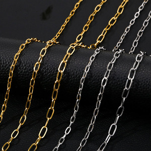 Minimalista Não Tarnish 4/5/6mm 18K Banhado A Ouro Aço Inoxidável Paperclip Cadeia Colar para Homens Mulheres - Product Image 2