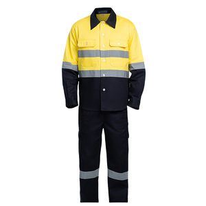 Ensemble de vêtements de travail de chantier de construction vêtements de sécurité réfléchissants jaune fluorescent orange avec <span class=keywords><strong>bandes</strong></span> de protection du travail en coton - Product Image 2