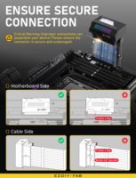 Adaptador EZDIY-FAB ATX de 24 Pines a 180 Grados con Espejo Infinito ARGB, Conector de Cable de Alimentación para Placa Base, Gestión de Cables para PC